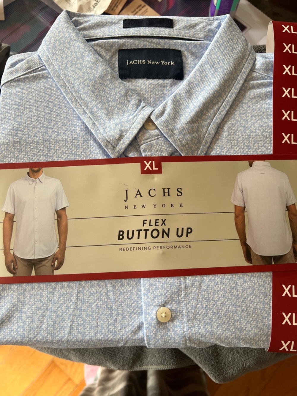 JACHS New York Men's Light Blue Flex Button-Down Shirt